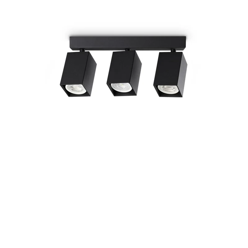 Ideal Lux DYNAMITE Vierkante plafondspotbalk zwart 3x GU10