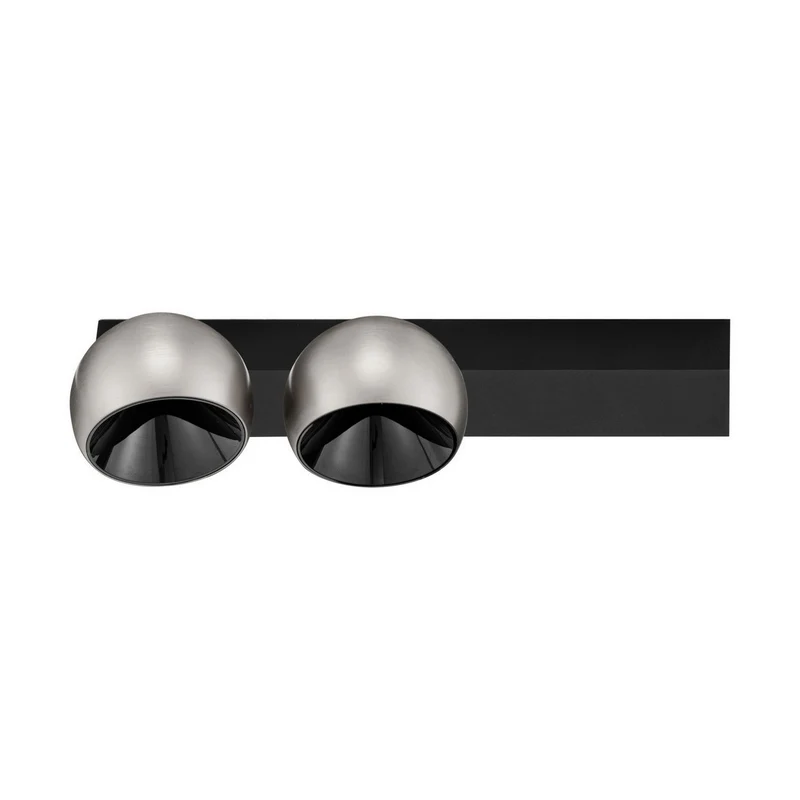 Nova Luce LUSA Dubbele plafondspot in mistig nikkel, zwart, Triac dimbare LED 21W 1540lm 3000K