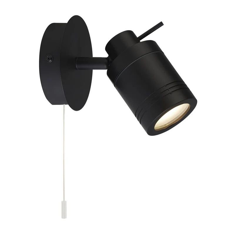Searchlight Samson 1 Licht IP44 Badkamerspot Muurbeugel, Mat Zwart IP44