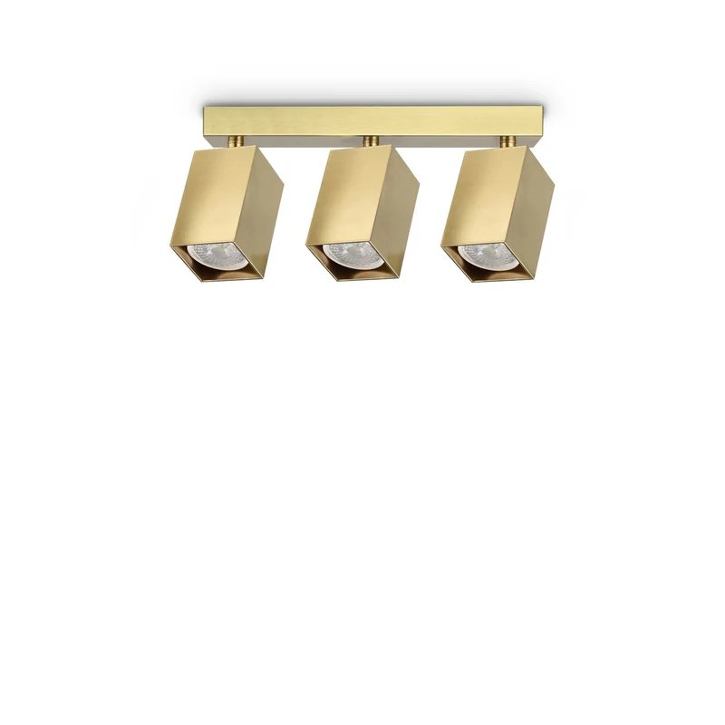 Ideal Lux DYNAMITE Vierkante plafondspot met messing fitting, 3x GU10