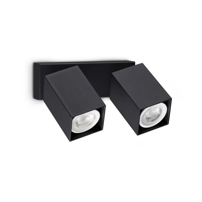 Ideal Lux DYNAMITE Vierkante dubbele plafondspot zwart 2x GU10