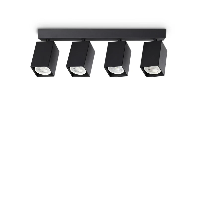 Ideal Lux DYNAMITE Vierkante plafondspotbalk zwart 4x GU10