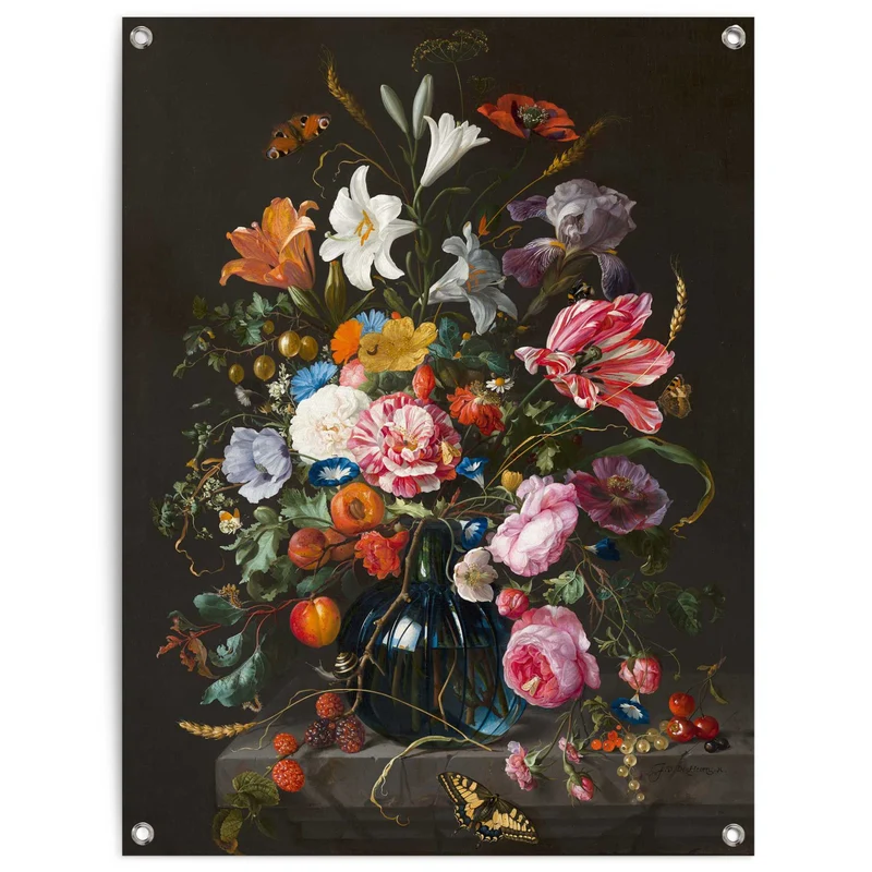 Reinders tuinposter De Heem - Vaas met bloemen - 80x60cm
