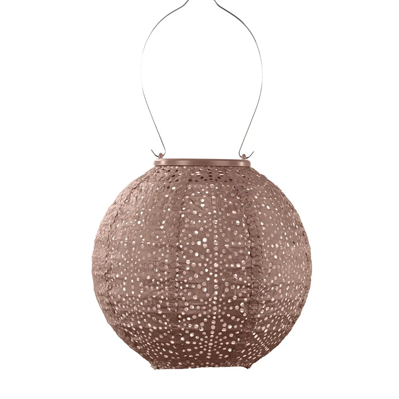 Lumiz solar lampion – sashiko rond – 20 cm – mocha mousse