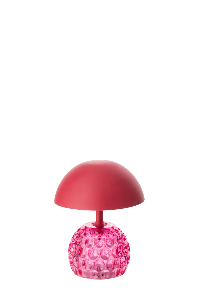 J-Line lamp Champignon - ijzer/glas - roze - LED lichtjes