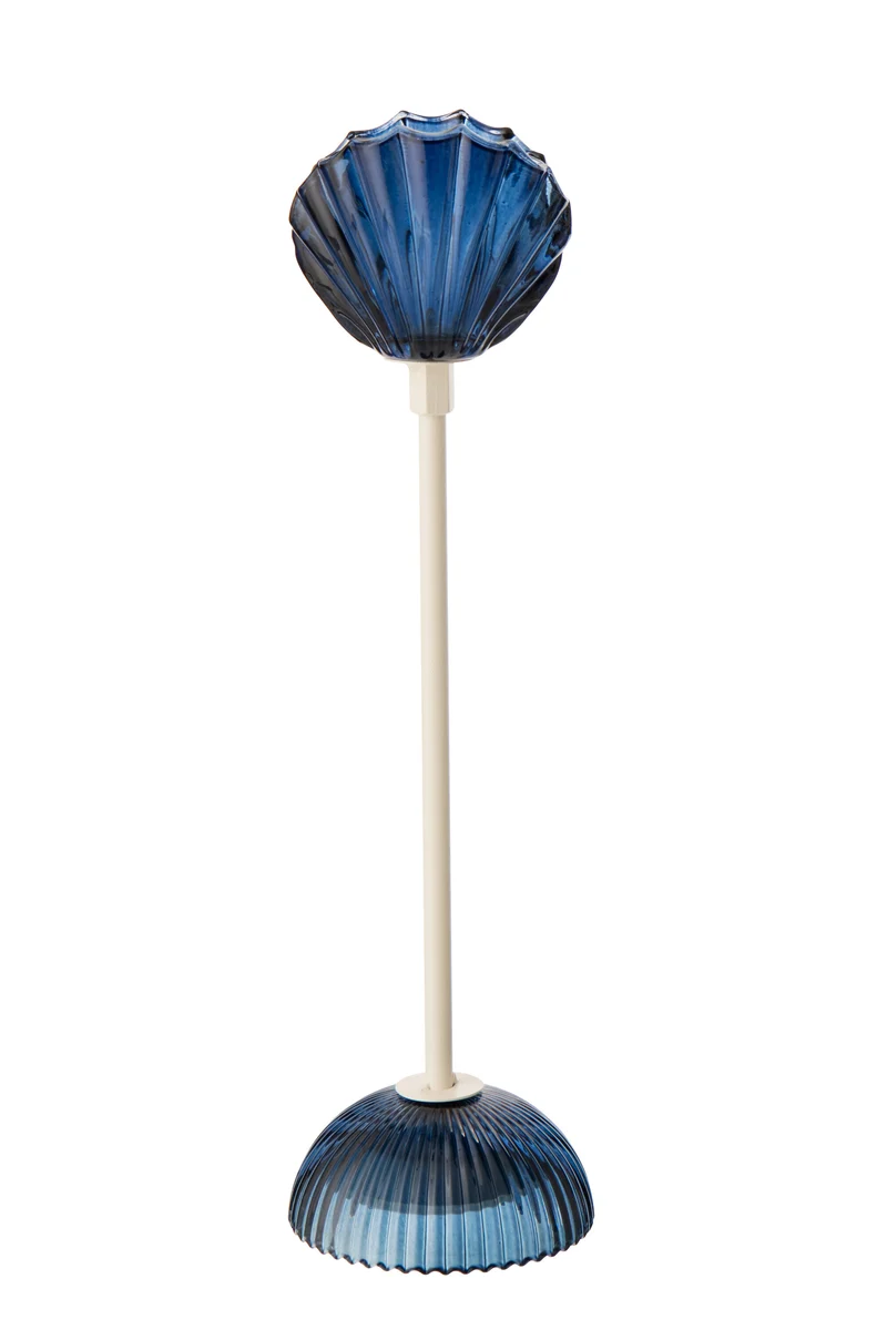 J-Line lamp Shell - ijzer - blauw/wit - medium - LED lichtjes