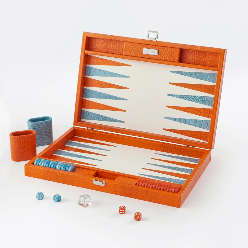 Premium Interiors - Backgammon - Groot BACKGAMMON - leer zonoranje 46cm