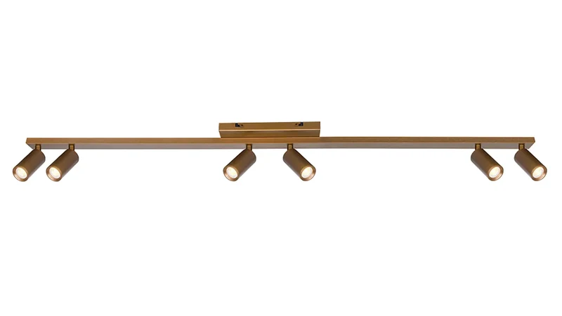 Freelight spot Scolo - 6 lichts - 119 x 14 cm - brons goud
