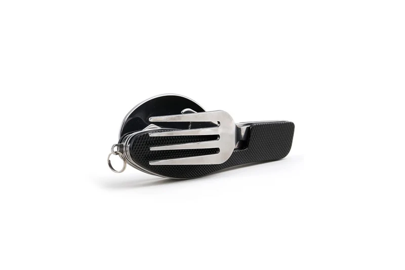 inklapbaar Survival Bestek + blikopener - zwart