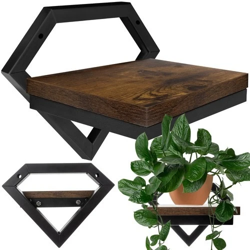 Wandrek – Diamantvorm – MDF en Metaal – 19 x 23 x 20 cm
