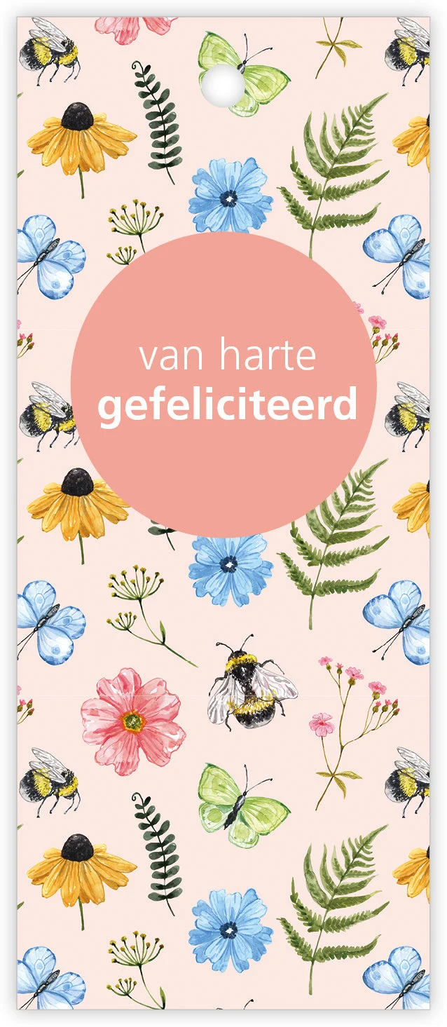 Pakje a 12 kadokaartjes Butterfly Van harte gefeliciteerd