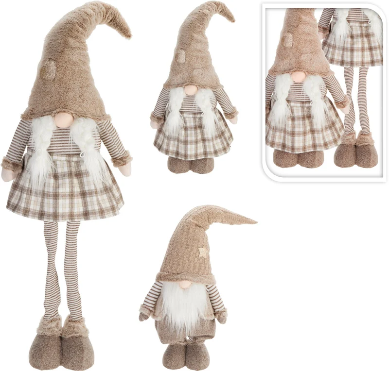 GNOME TELESCOOP POLYESTER 30X18X135CM BEIGE 2 ASSORTIE DESIGN