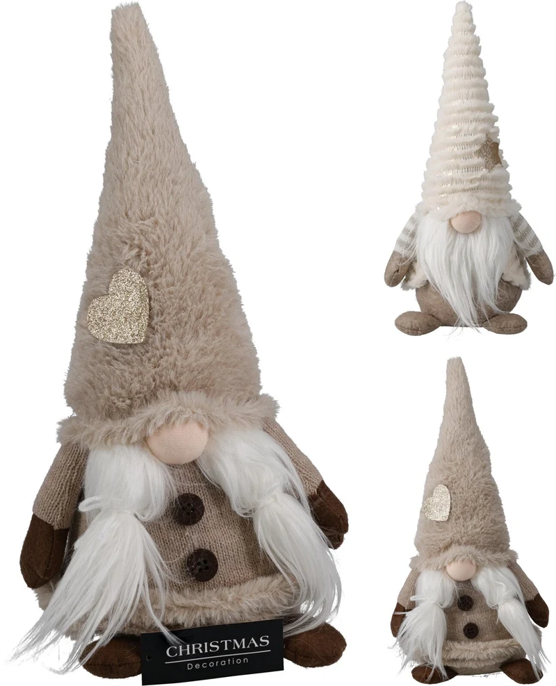 GNOME POLYESTER 18X14X42CM BEIGE 2 ASSORTIE DESIGN