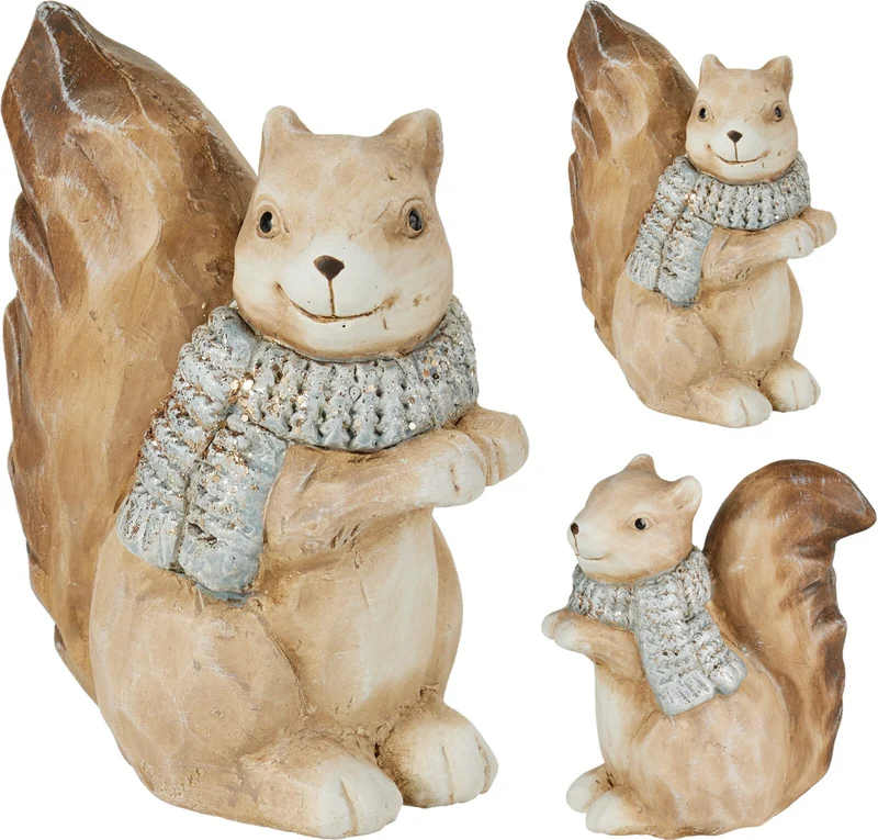 EEKHOORN MET SJAAL AARDEWERK 10X5X10CM 2 ASSORTIE