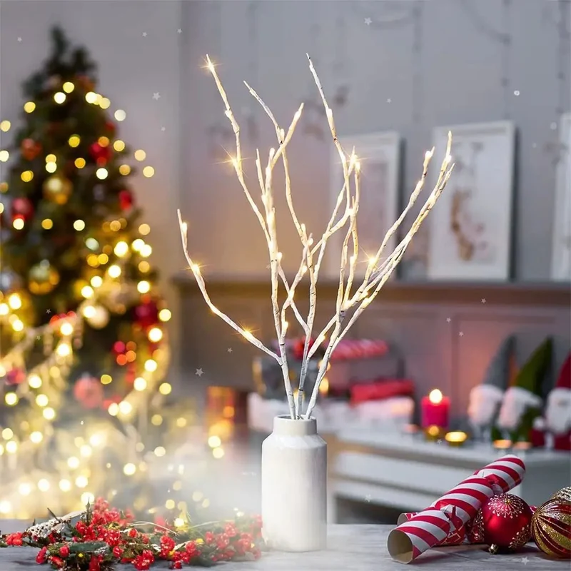 Kerst wilgentakken set - 20 LEDs - Warm wit - Wit