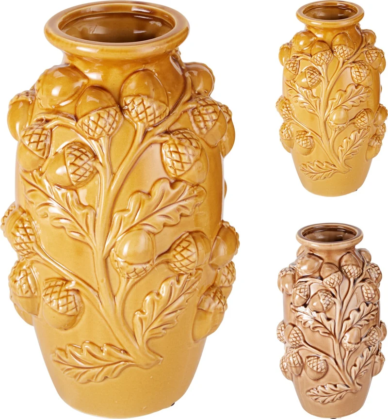EIKEL VAAS KERAMIEK D17 H29CM 2 ASSORTIE KLEUR