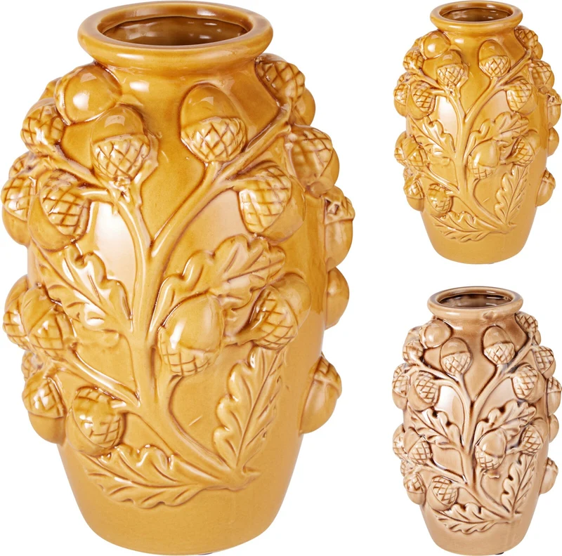 EIKEL VAAS KERAMIEK D16 H24CM 2 ASSORTIE KLEUR
