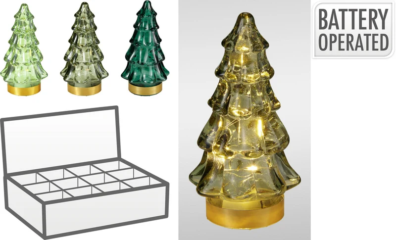 BOOM GLAS MET LED D6 H11CM 3 ASSORTIE GROEN (incl. 3X LR1130)