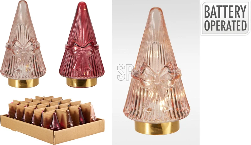BOOM GLAS MET LED D6 H11CM 2 ASSORTIE ROZE/BORDO (incl. 3X LR1130)