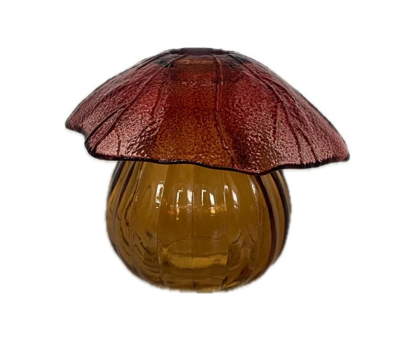 Mushroom glass bottle d11.1x8.7h purple/terra
