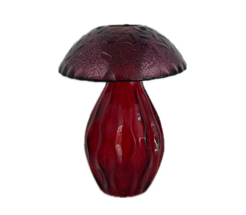 Mushroom glass bottle d8.8x12h terra gray/terra