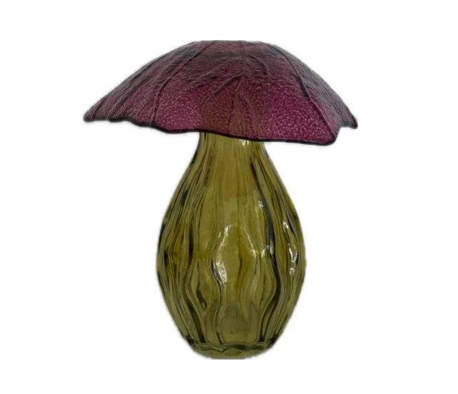 Mushroom glass bottle d11.1x12h terra gray/olive