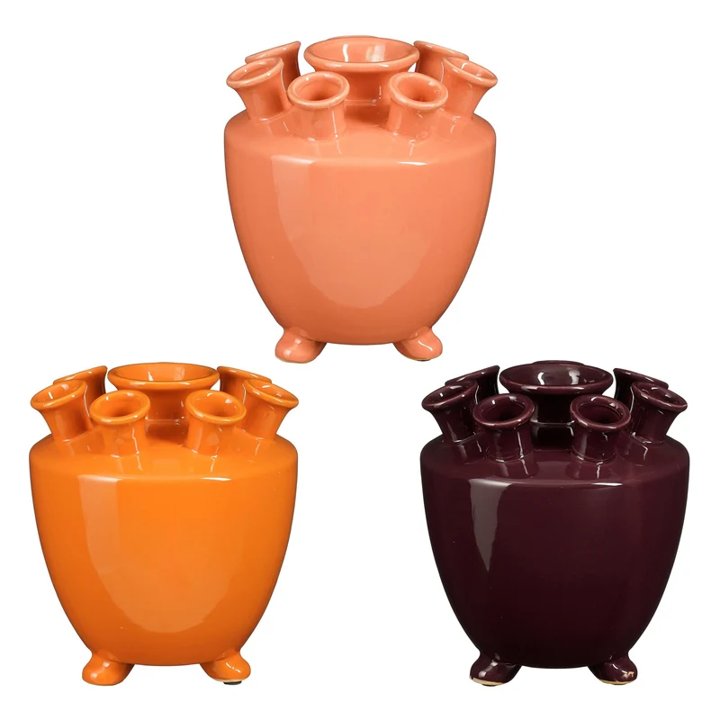 Otilia tulpvaas paars roze oranje 3 assorti - h20,5xd18cm