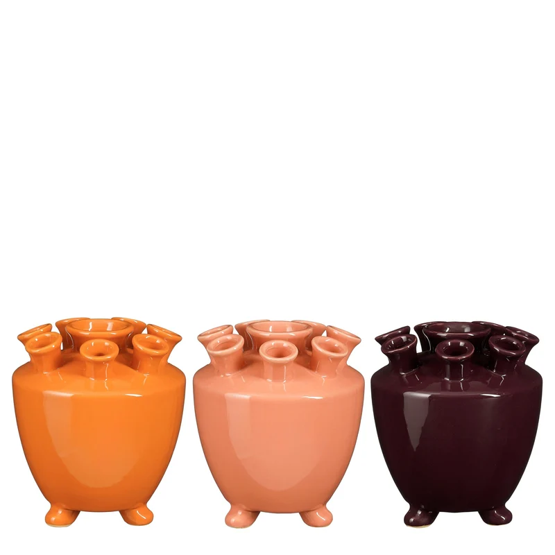 Otilia tulpvaas paars roze oranje 3 assorti - h17xd15cm