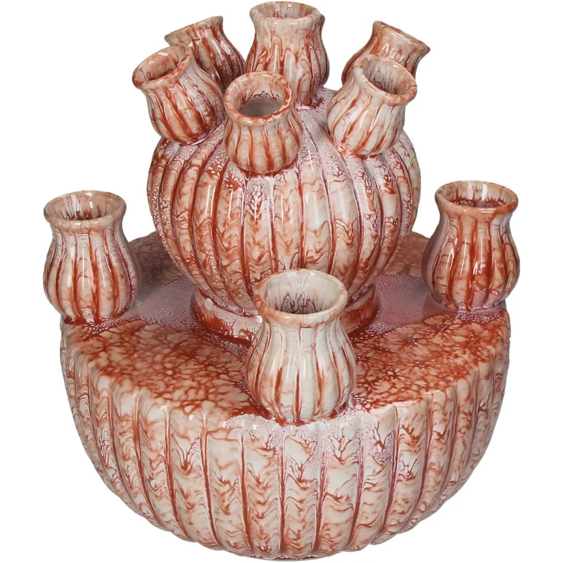 Vase Stoneware Orange 23.5x23.5x27.5cm
