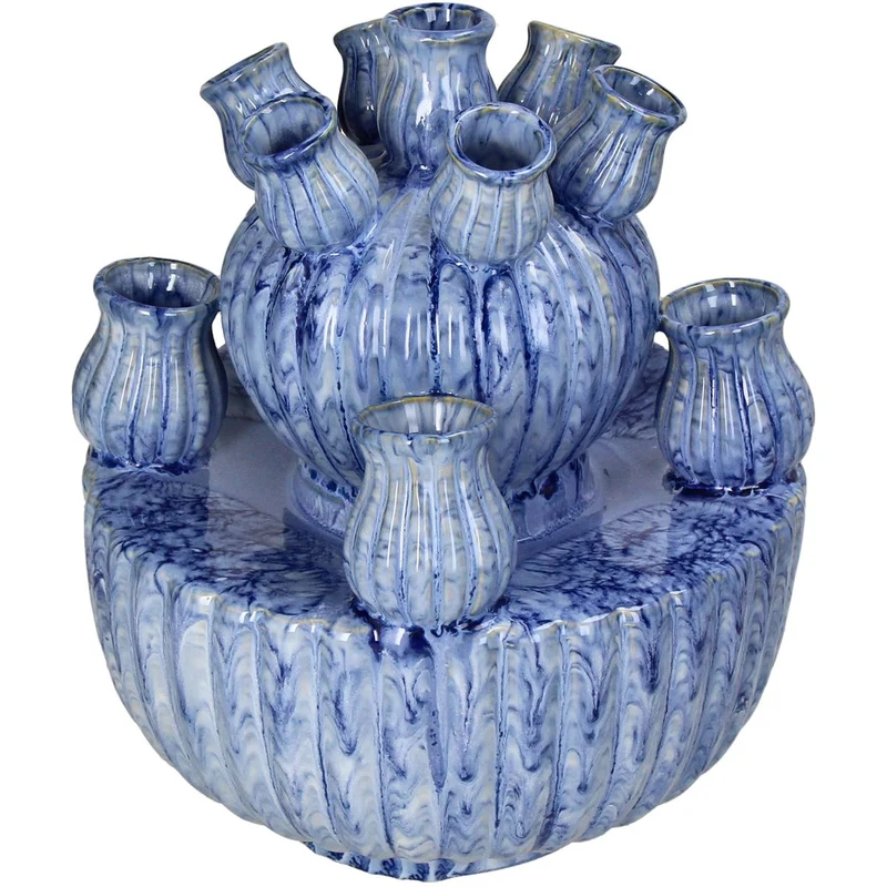 Vase Stoneware Blue 23.5x23.5x27.5cm