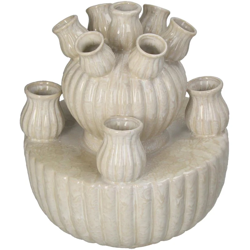 Vase Stoneware Ivory 23.5x23.5x27.5cm