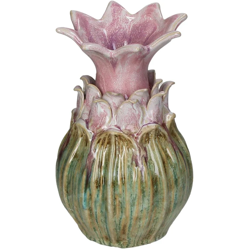 Vase Stoneware Pink 13x13x21.5cm