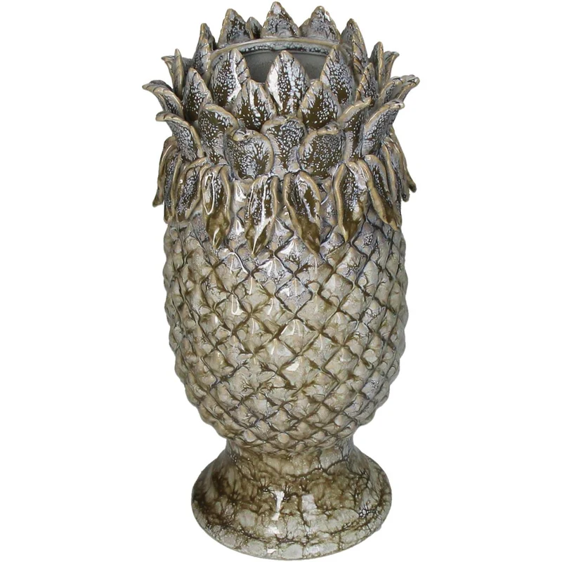 Vase Stoneware Green 13.5x13.5x29cm