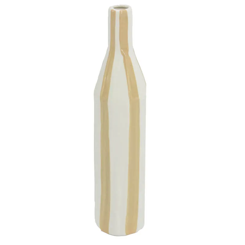 Aardewerk vaas stripe drab 6,2x6,2x28,5cm