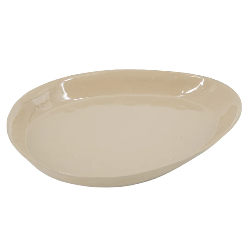 Tray organisch hammered beige 16x12x1cm
