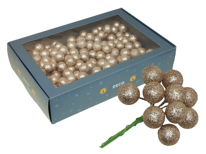w/b. 18x10 sparkling balls/wire champagne 20mm