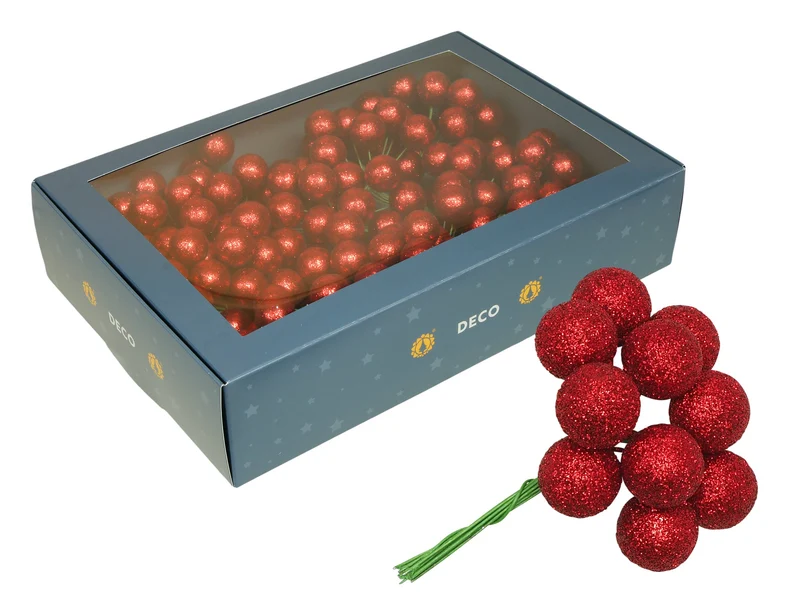 w/b. 18x10 sparkling balls/wire red 20mm