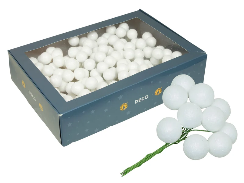 w/b. 18x10 sparkling balls/wire white 20mm