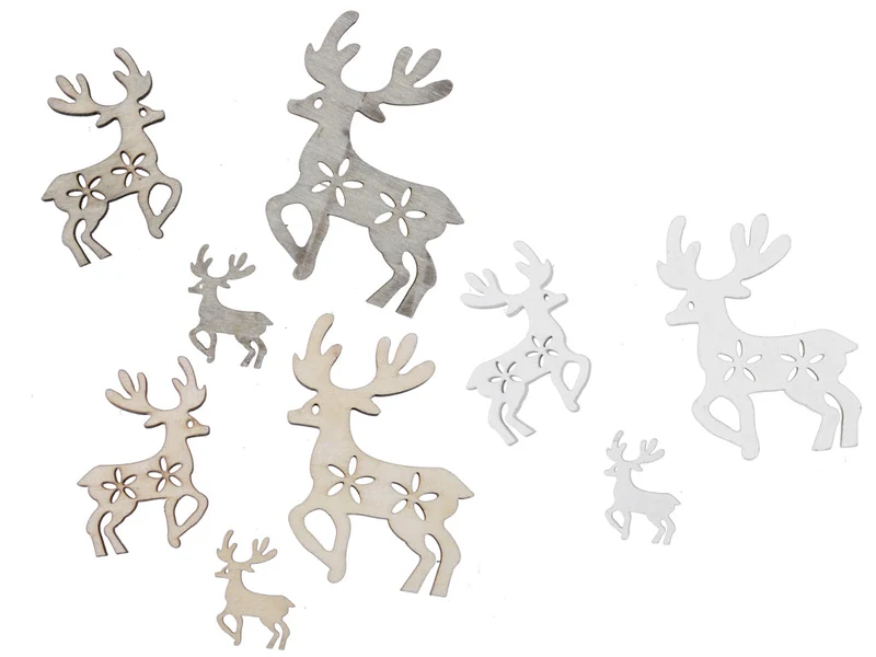 pb. 15 wooden deers/loose 3ass natural/grey/white 3/5/7cm