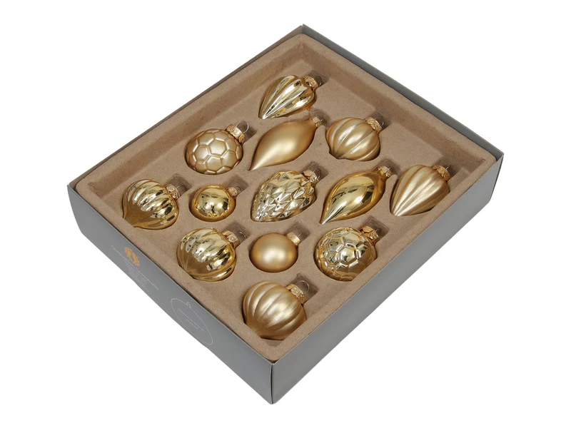 w/b. 13 assorted ornaments combi gold ass.