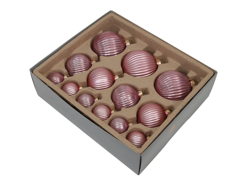 w/b. 13 assorted ribbed balls combi blush 4/6/8 cm