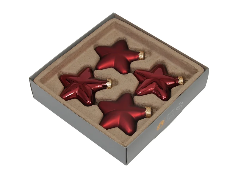 w/b. 4 glass stars combi dark red 80 mm