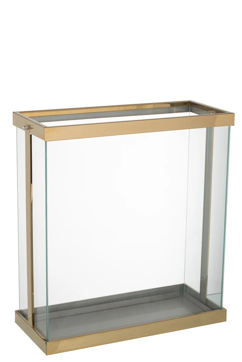 J-Line lantaarn Rechthoekig Enma - ijzer/glas - goud -large