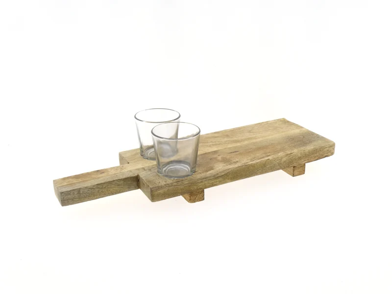 Chop Board+glass 40cm Natural