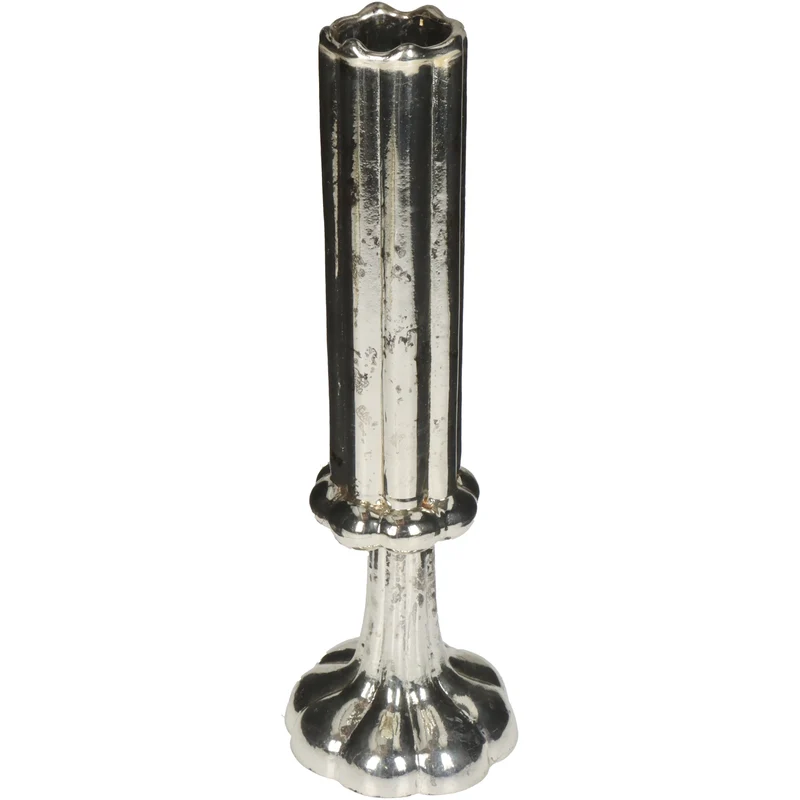 Vase Flute Glass Silver 9x9x26.5cm
