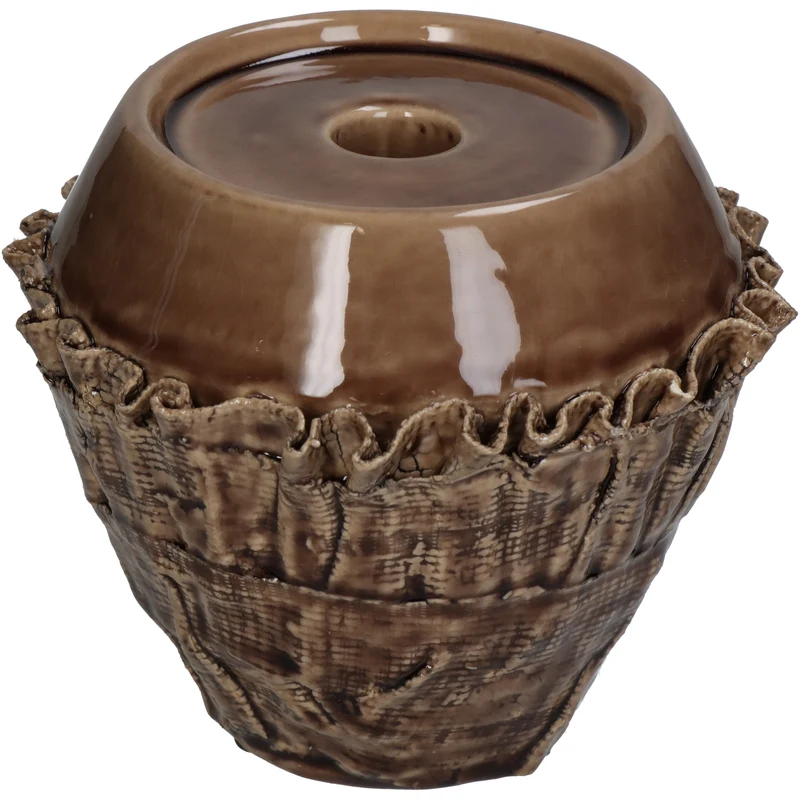 Candle Stick Bark Fine Earthenware Brown 14.5x14.5x12.5cm