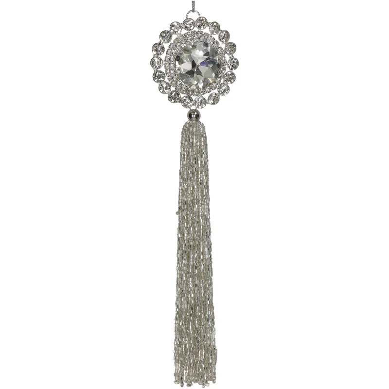 Ornament Tassel Metal Clear 21cm