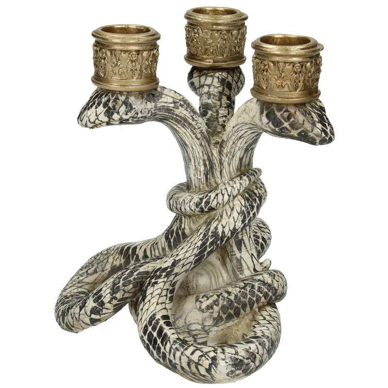 Candle Stick Snake Polyresin Grey 13.5x12x16.5cm