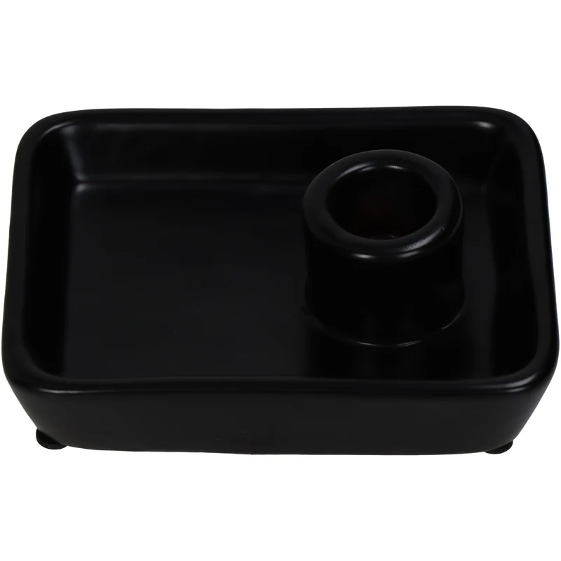 Candle Stick Fine Earthenware Black 12x10x4cm