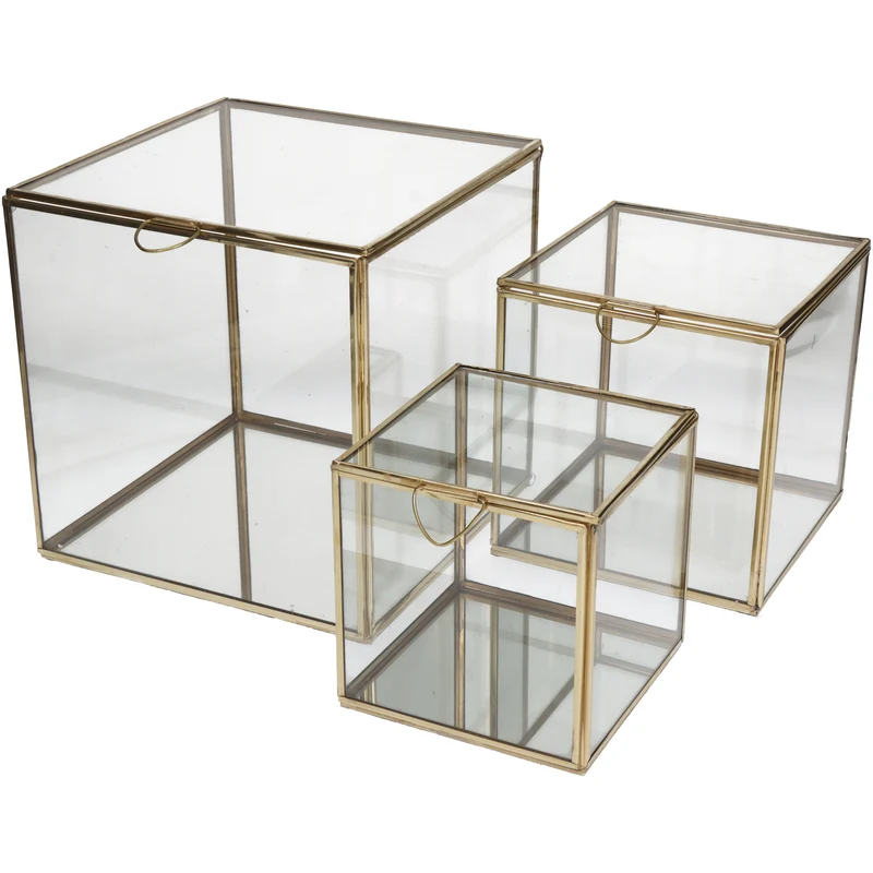 Box Brass Gold 21x21x21cm S/3